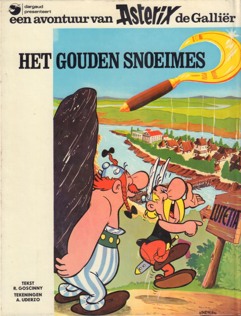 Gosginny, R. en A. Uderzo - Asterix, Een Avontuur van Asterix De Galliër / Het Gouden Snoeimes, twee verhalen in een band, hardcover, goede staat