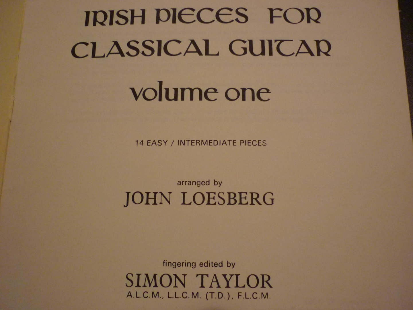 Loesberg; John - 14 Irish pieces; arranged for guitar - Volume I (The Irish Collection)