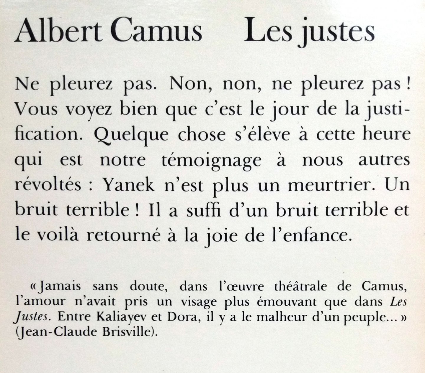 Camus, Albert - Les justes (Ex.1) (FRANSTALIG)