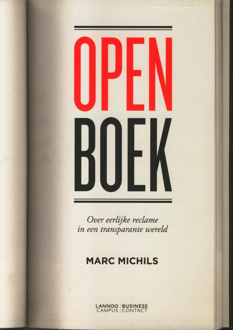 Michils, Marc - Open boek. Over eerlijke reclame in een transparante wereld