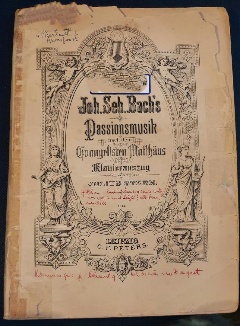 Bach, Johann Sebastian - Passionsmusik nach dem Evangelisten Matthäus. Klavierauszug von Julius Stern