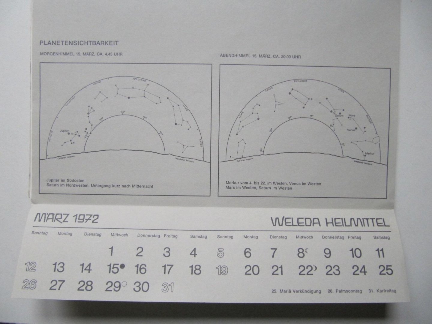 Wilhelm Pelikan - Arlesheim -Schweiz - Weleda Kalender 1972