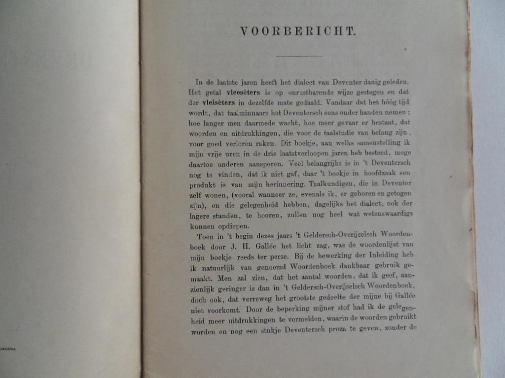 Draaijer, W. - Woordenboekje van het Deventersch Dialect [ Eerste druk, 1896 ].