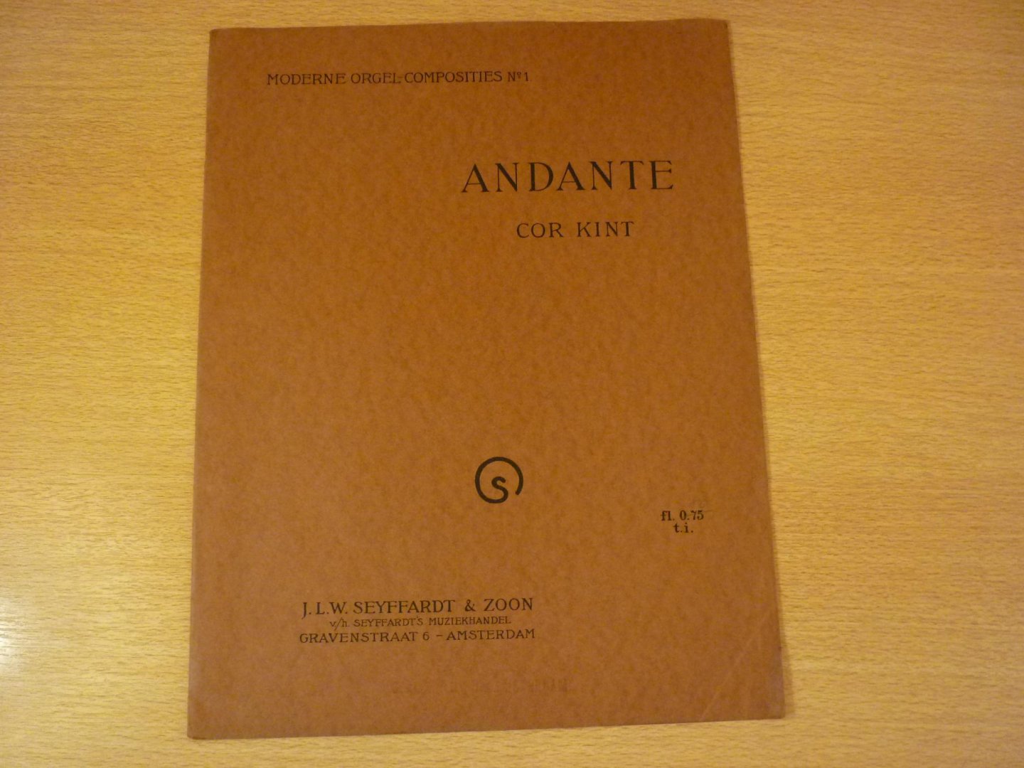 Kint; Cor - Andante; Moderne Orgel-Composities No. 1; Opus 17