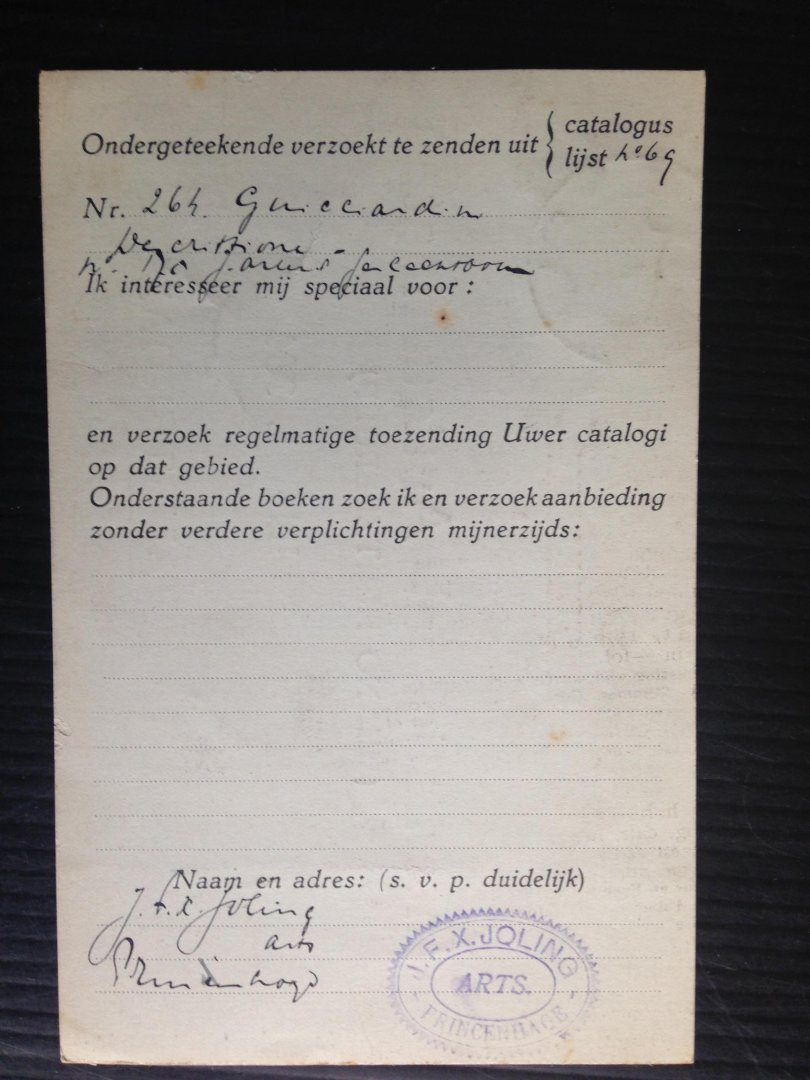  - Oude briefkaart 1930, Internationaal Antiquariaat Hertzberger, nr 1