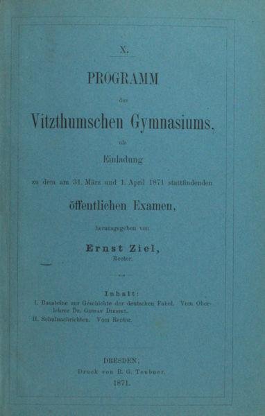 Diestel, Gustav. - Bausteine zur Geschichte der deutschen Fabel.