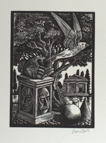 Strik, Lou. - Rouwkaart voor Jan Rhebergen. (2002).