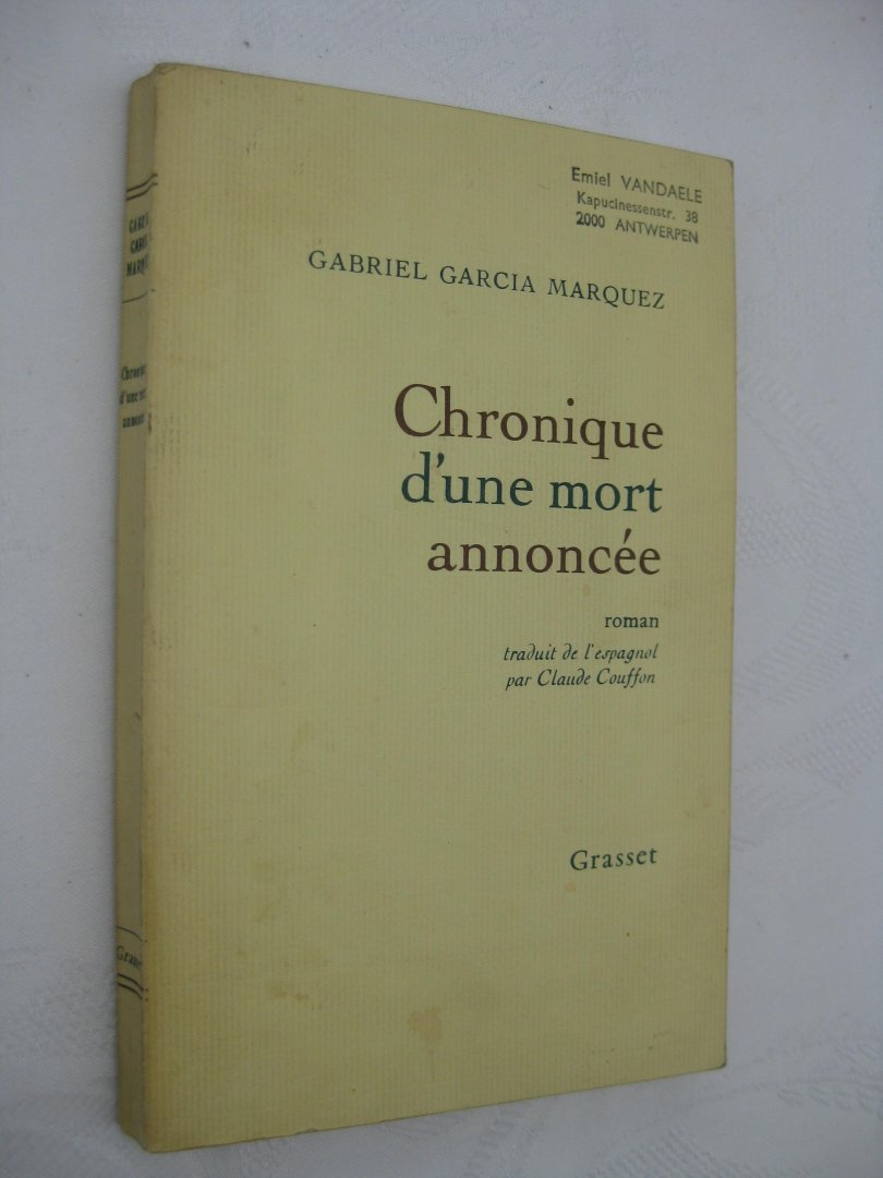 Garcia Marquez, Gabriël - Chronique d'une mort annoncée.