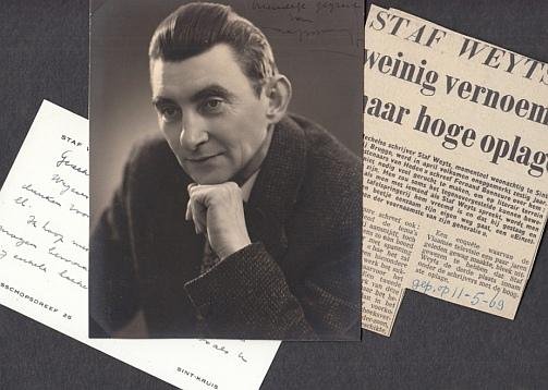 WEYTS, Staf - Gesigneerde foto met handgeschreven kaart.