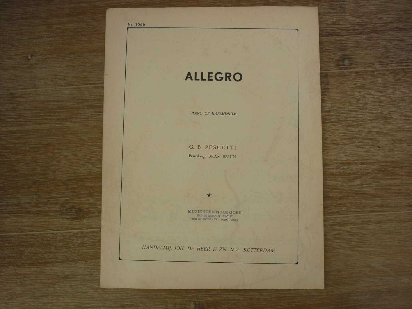 Pescetti; G.B. (1704 - 1766) - Allegro (bewerking Bram Bruin)