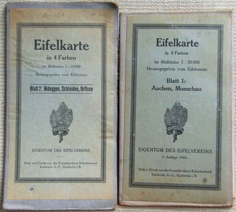 Eifelvereins - Eifelkarte in 4 Farbe Blatt 1 und 2