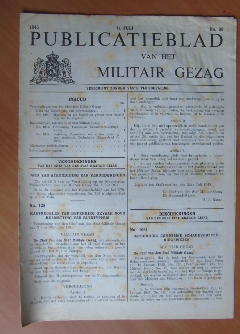 Militair Gezag. - Publicatieblad van het Militair Gezag. 25 juli 1945 nr. 36
