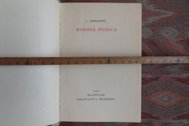 Greshoff, J. - Mimosa Pudica. [ Beperkte oplage van 325 ex. ].