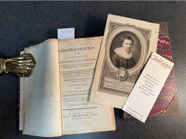 CAPELLEN, ALEXANDER VAN DER, - Gedenkschriften ... beginnende met den jaare 1621, en gaande tot 1632; by een gezameld en uitgegeven door Robert Jaspar van der Capellen.