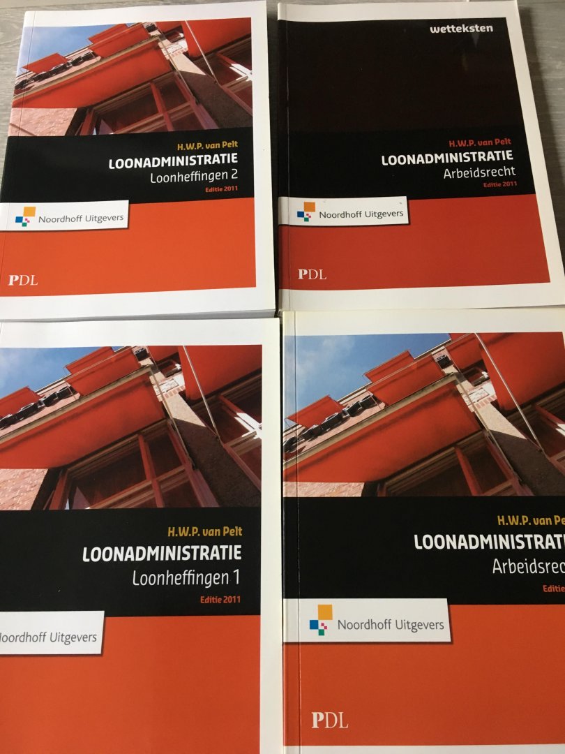 Pelt, H.W.P. van - 4 delen van Loonadministratie; Loonheffingen 1 & 2, Loonadministratie arbeidsrecht en wetteksten