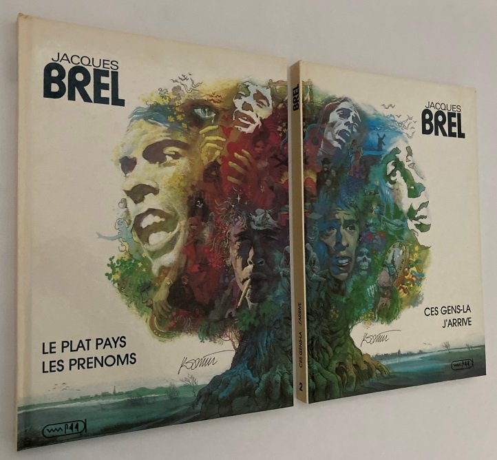 Brel, Jacques (chansons), France Brel (foreword) - - Le plat pays. Les prenoms. Ces gens-la. J'arrive. [4 parts in 2 volumes]
