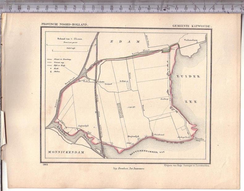 Kuyper Jacob. - Katwoude.  Map Kuyper Gemeente atlas van Noord Holland