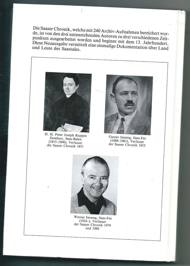 RUPPEN, PETER JOSEF; IMSENG, GUSTAV; IMSENG, WERNER. - Saaser Chronik 1200-1988