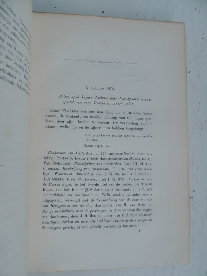 Scheltema, Dr. P. - Inventaris van het Amsterdamsche Archief: EERSTE DEEL - charters of perkamenten brieven