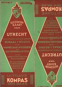 UTRECHT- PROVINCIE-LANDKAART - Sleeswijk's kaart van Utrecht. Naar officieele gegevens bewerkt voor wandelaars, wielrijders en automobilisten, voor school, kantoor en huiskamer. Met nauwkeurige afstandsbepaling in kilometers tusschen de plaatsen. (Ca. 1940).