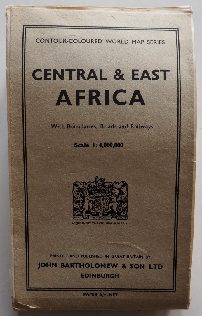  - Contour Coloured World Map Series Central & East Africa With Boundaries, Roads and Railways Scale 1 : 4 000 000