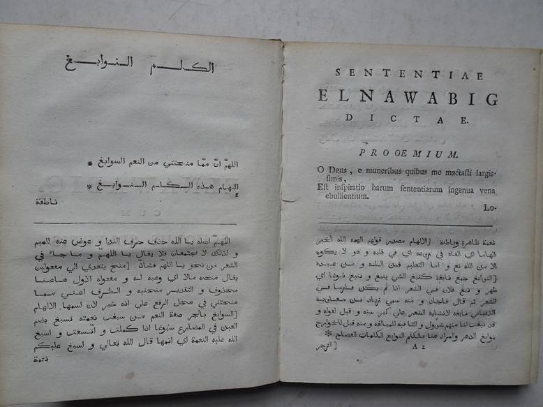 Schultens, Henricus Albertus (edit.). - Anthologia Sententiarum Arabicarum. Cum Scholiis Zamachsjarii.