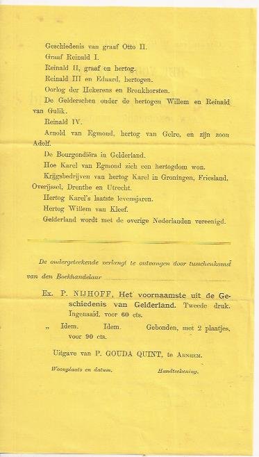 Nijhoff, P. - Het voornaamste uit de geschiedenis van Gelderland aan jongelieden verhaald. Tweede herziene uitgave met eene voorrede van Mr. L. Ed. Lenting.