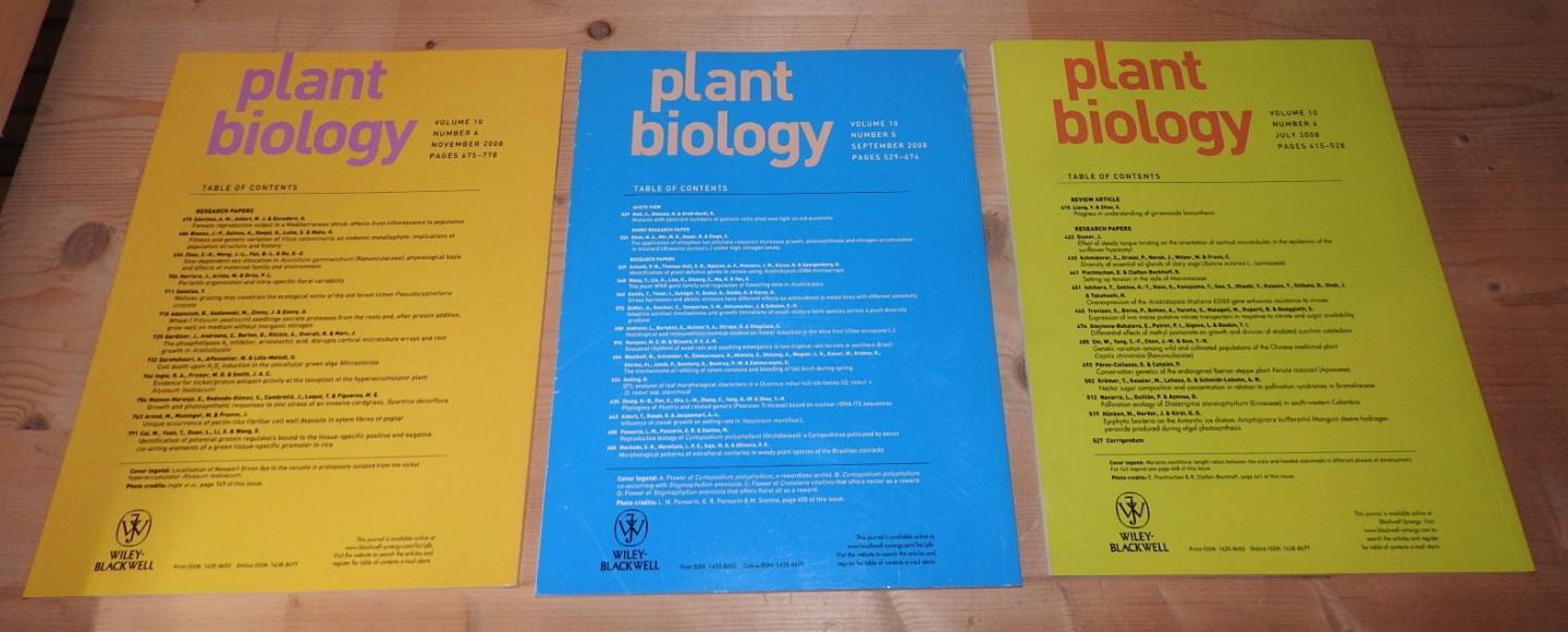  - Plant biology. 2008 Volume 10 complete including Supplement