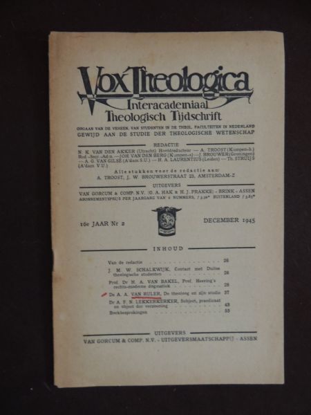 Ruler A A - Vox theologica - De theoloog en zijn studie