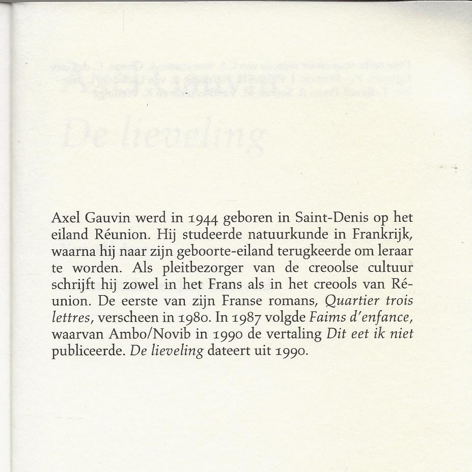 Gauvin, Alex . Vertaald door Pauline Sarkar en Jaap Zuierveld - De Lieveling