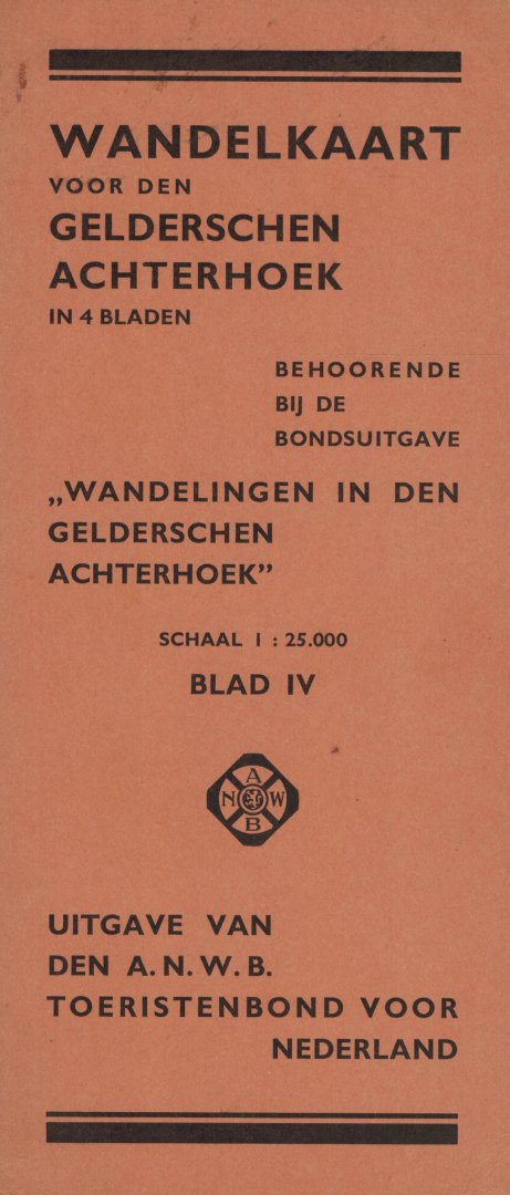  - Wandelkaart voor den Gelderschen Achterhoek in 4 bladen behoorende bij de bondsuitgave "Wandelingen in den Gelderschen Achterhoek"