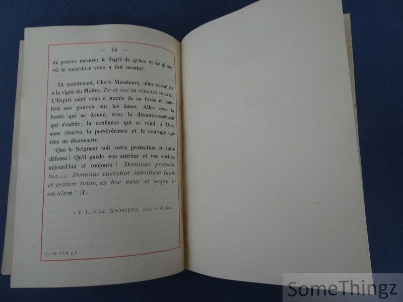 Card. [Pierre-Lambert] Goossens. - Quelques paroles en souvenir de l'ordination sacerdotale.