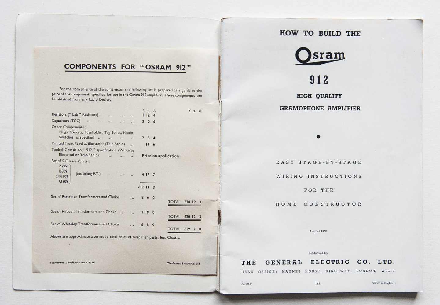  - How to build the Osram 912 High Quality gramophone amplifier - easy stage-by-stage wiring instructions for the home comstructor