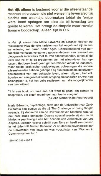 Edwards, Marie  &  Hoover, Eleanor Vertaling van Heleen ten Holt - Het rijk alleen
