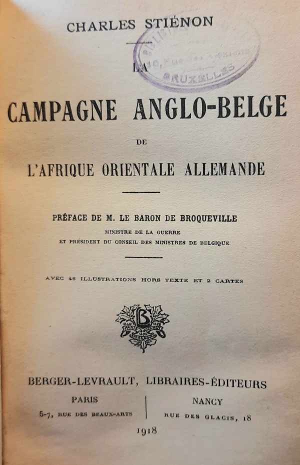 STIÉNON Charles - La campagne Anglo-Belge de L'Afrique Orientale Allemande