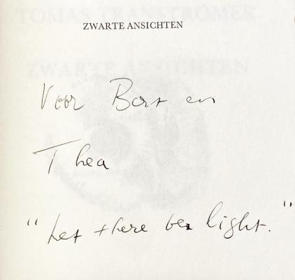 (NOBELPRIJSWINNAAR). TRANSTRÖMER, Tomas - Zwarte ansichten. Keuze, vertaling en nawoord J. Bernlef.