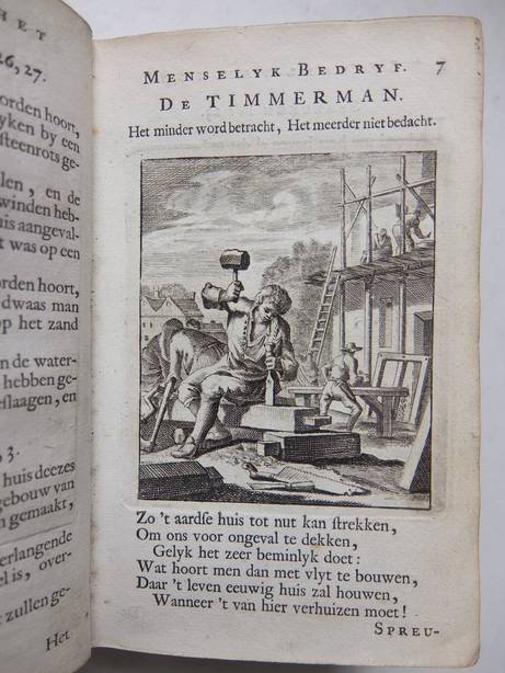 Luiken, Jan (Jan Luyken). - Spiegel van het menselyk bedryf, vertoonende honderd verscheiden ambachten, konstig afgebeeld, en met Godlyke spreuken en Stichtelyke verzen verrykt.