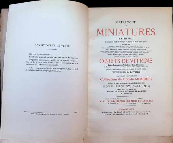 Collectif - Catalogue des Miniatures et émaux : Collection du Comte Mimerel