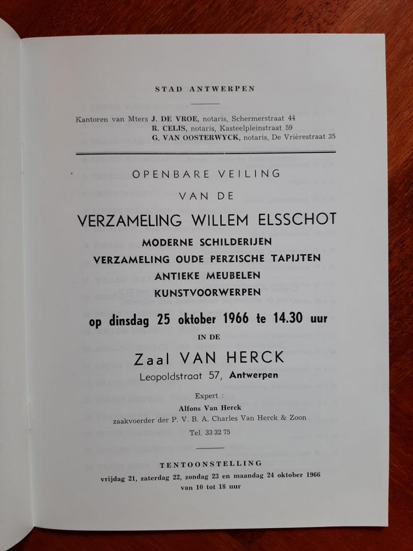 Elsschot, Willem - Openbare veiling van de verzameling Willem Elsschot