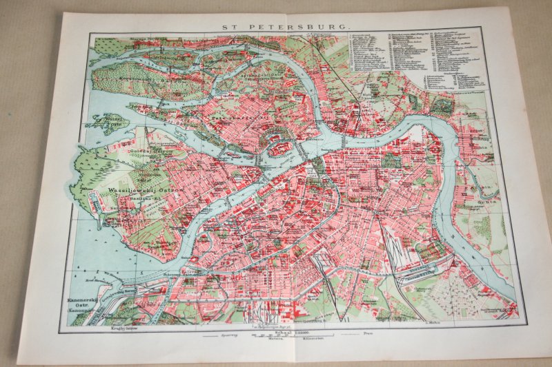  - Oude kaart/ plattegrond - St. Petersburg  - circa 1905