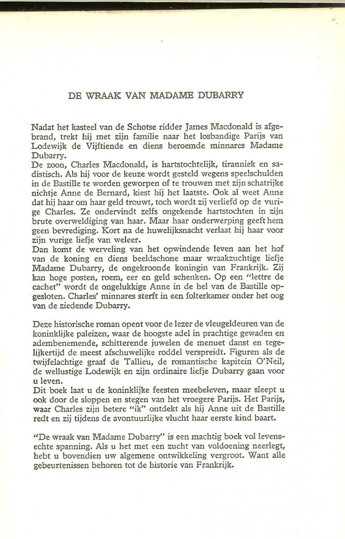 Anthony, Evelyn .. Vertaald door D. van Duyvenboode - De wraak van Madame Dubarry