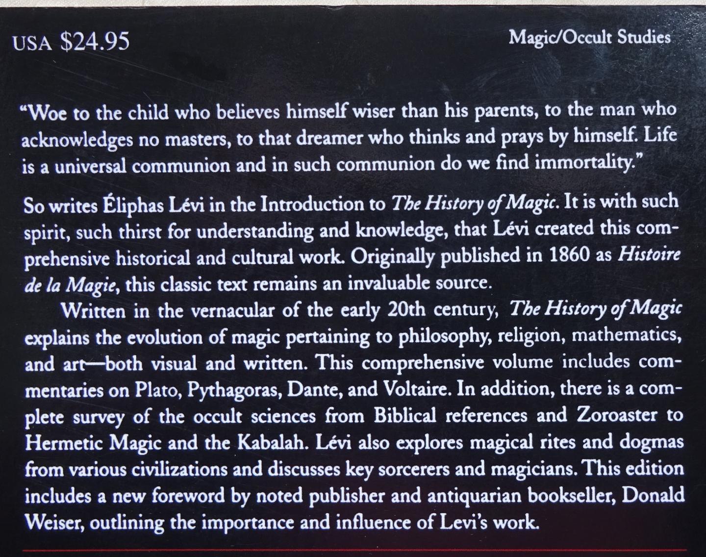 Lévi, Éliphas (pseud. Alphonse Louis Constant) / A.E. White (translation) - The History of Magic [ isbn 9780877289296 ]