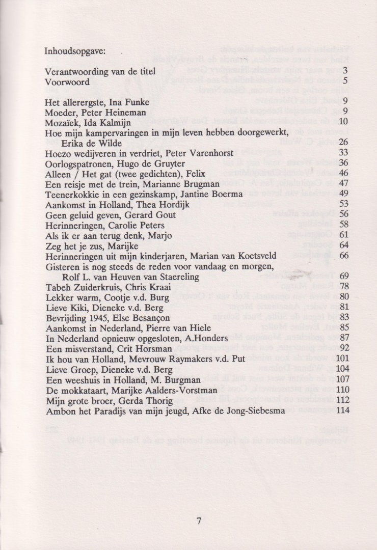 Drongelen Idee en eindverantwoording, Cor van - Als ik later groot ben wil ik kind worden - Een verhalenbundel - Inhoudsopgave: zie scan.