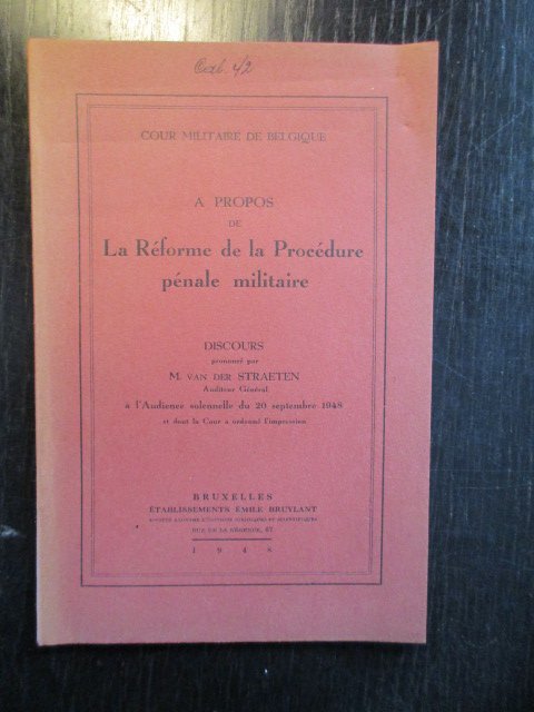 M. Van der Straeten - A Propos de la Réforme de La Procédure Pénale Militaire