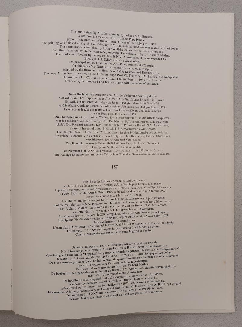 Wolleh, Lothar (foto's) / Gentils, Vic (beeldhouwer) - Apostolorum Limina [litterae apostolicae] gelimiteerde en genummerde set met bronzen drieluik