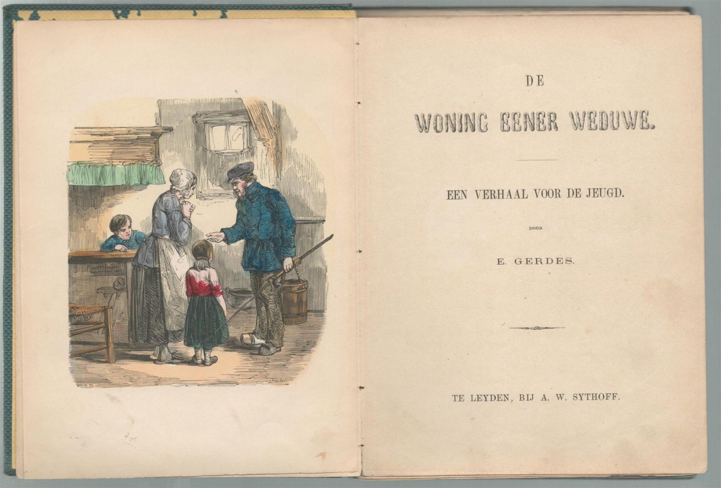 Gerdes, E. - De woning eener weduwe, een verhaal voor de jeugd ( 4 handgekleurde gravures )