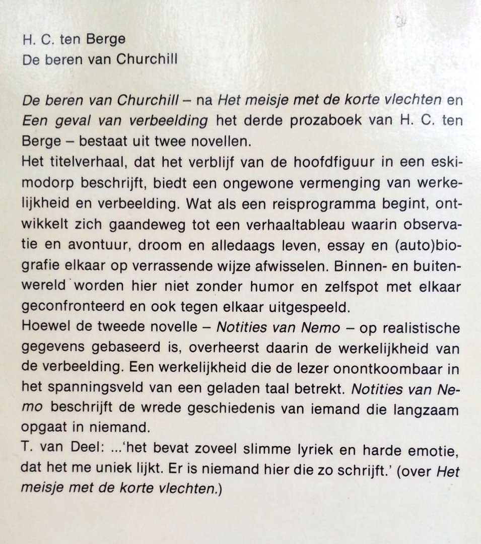 Berge, H.C. ten - De beren van Churchill (Ex.1)