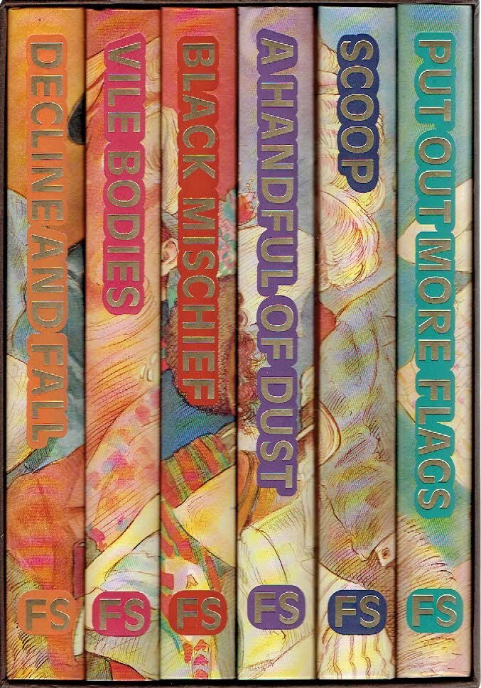 WAUGH, Evelyn - The Comedies: Put Out More Flags / Scoop - a novel about journalists / A Handful of Dust / Vile Bodies / Black Mischief / Decline and Fall - Illustrations by John Holder - Boxed 6-volume set.