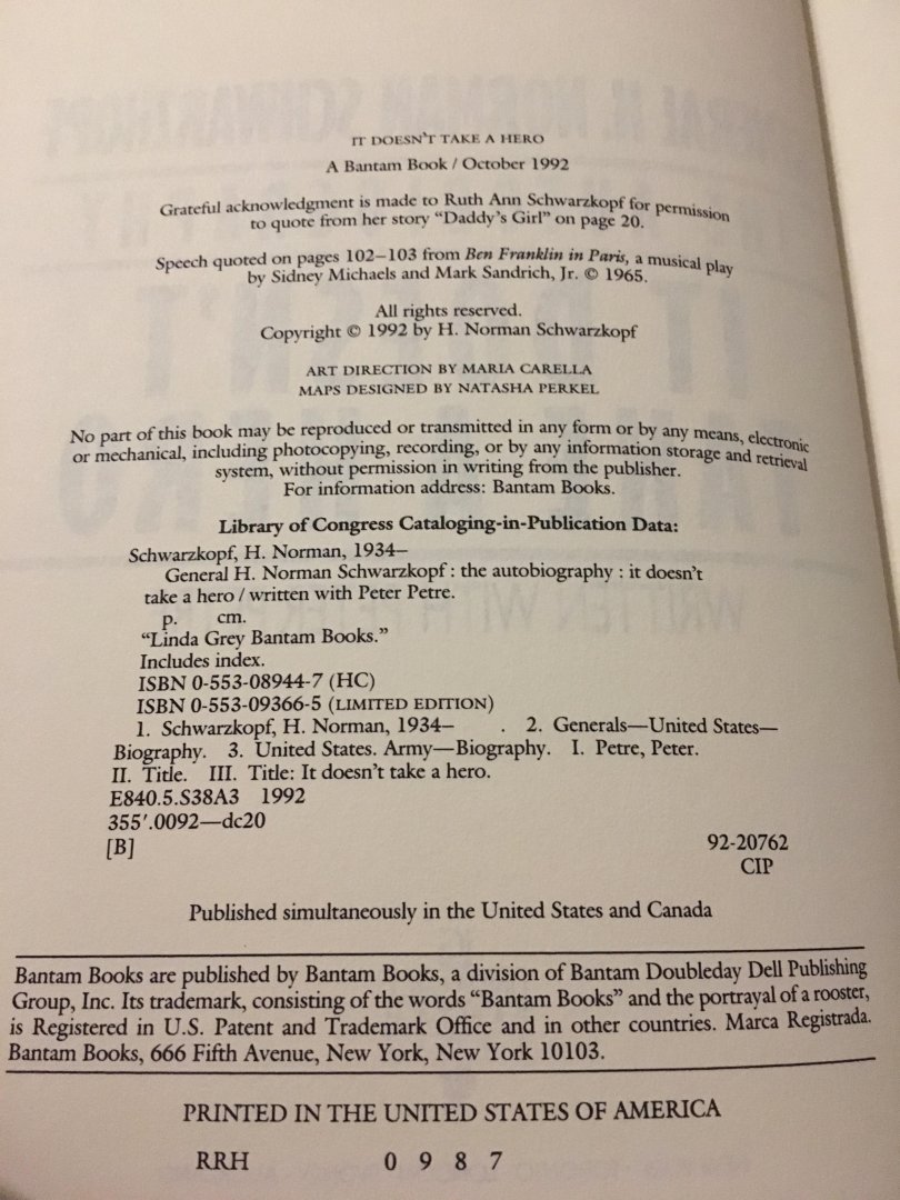 Peter Petre - General H. Norman, Schwarzkopf, the autobiography, it doesn’t take A hero