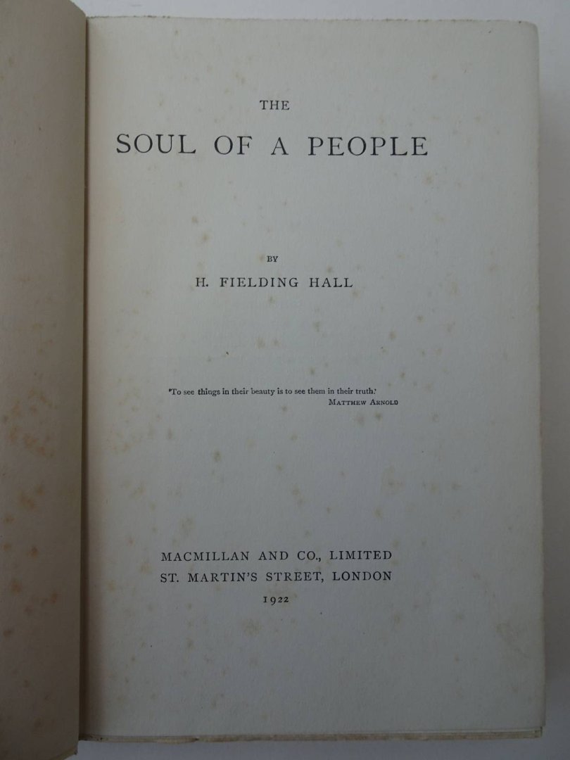 Fielding Hall, H.. - The soul of a people.